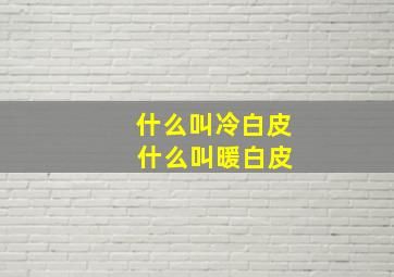 什么叫冷白皮 什么叫暖白皮